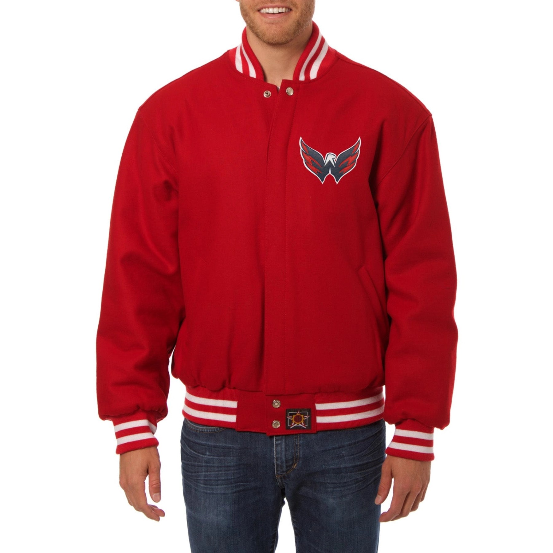 Washington Capitals One Color Red Wool Varsity Jacket