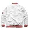 Arkansas Razorbacks Ribbed Knitted Bomber Satin Varsity Jacket - White - Image 2