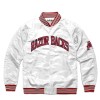 Arkansas Razorbacks Ribbed Knitted Bomber Satin Varsity Jacket - White