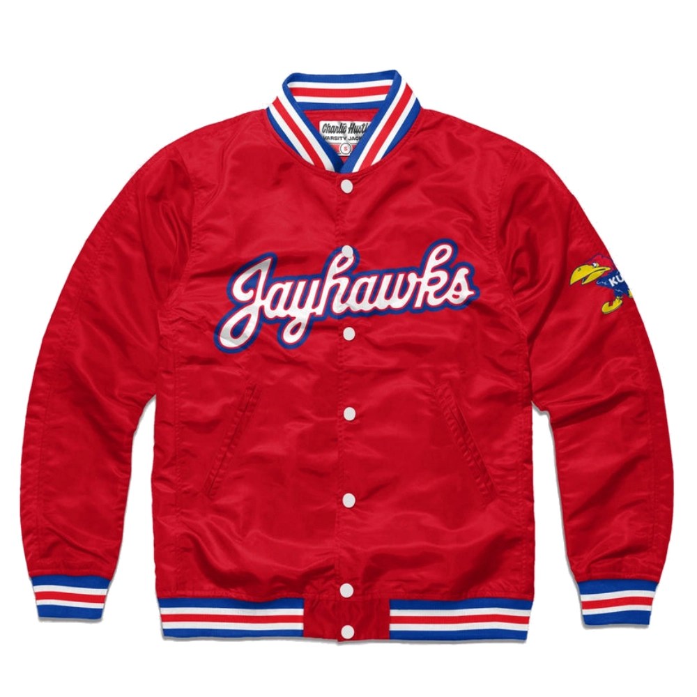 Kansas Jayhawks Script Full-Snap Satin Varsity Jacket - Red