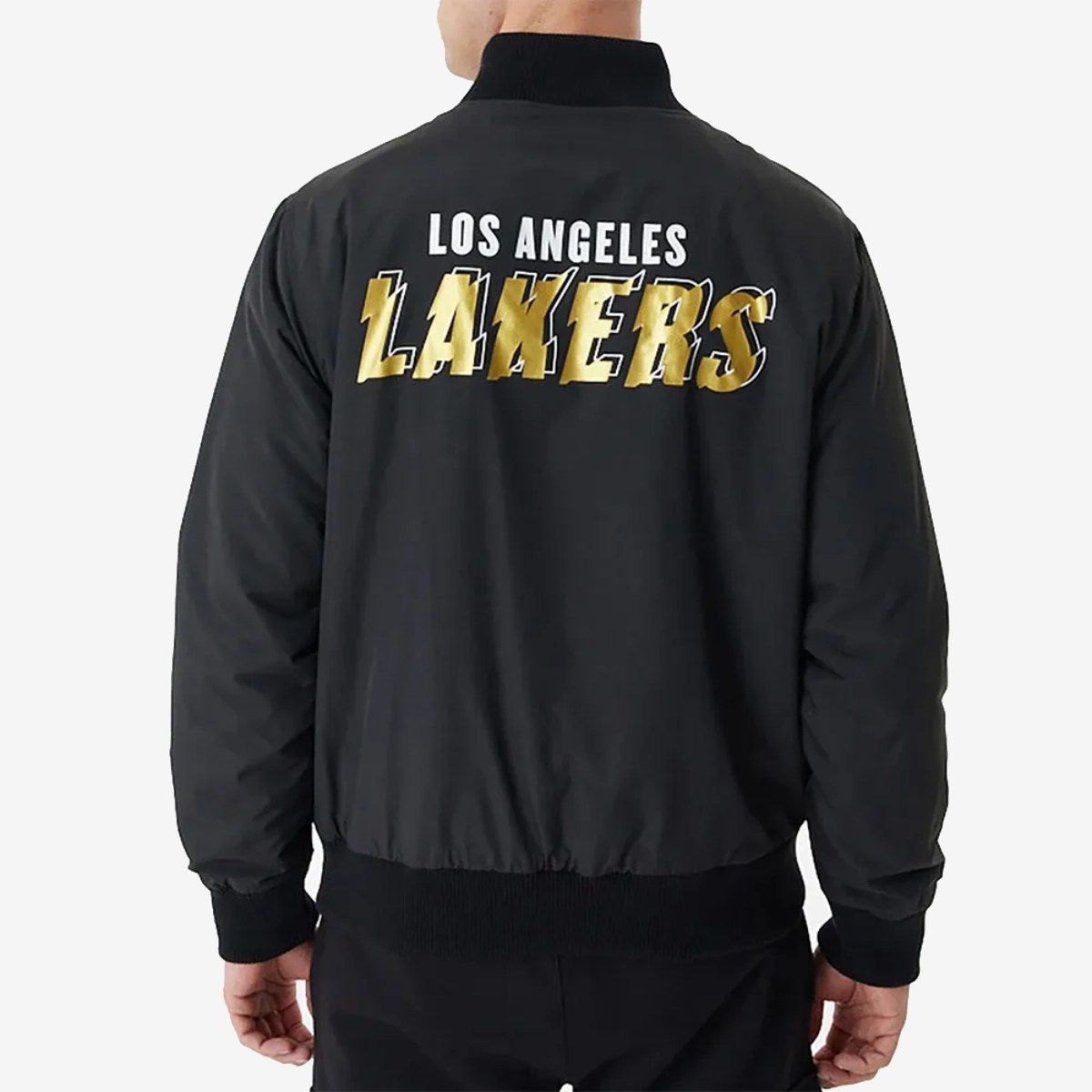 la lakers team script black bomber jacket