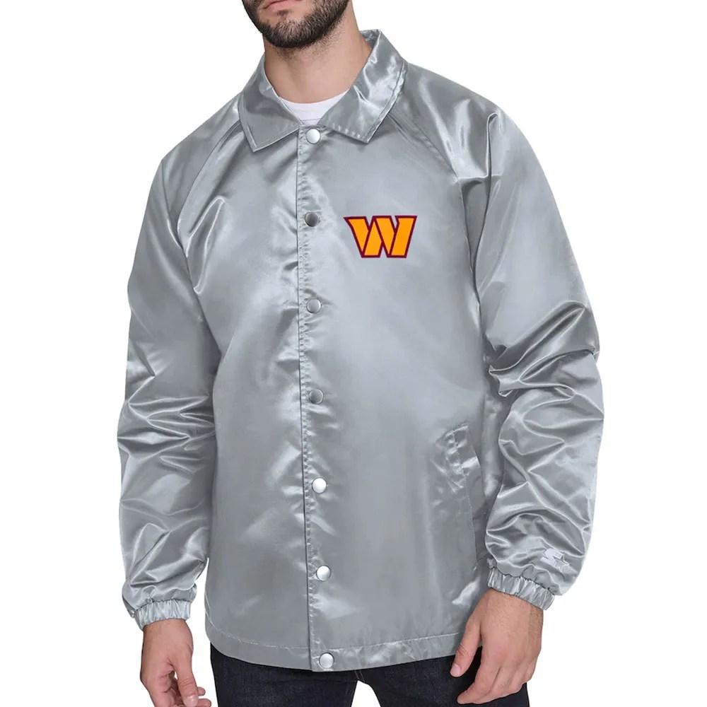 Washington Commanders Printed Logo Gray Coaches Jacket