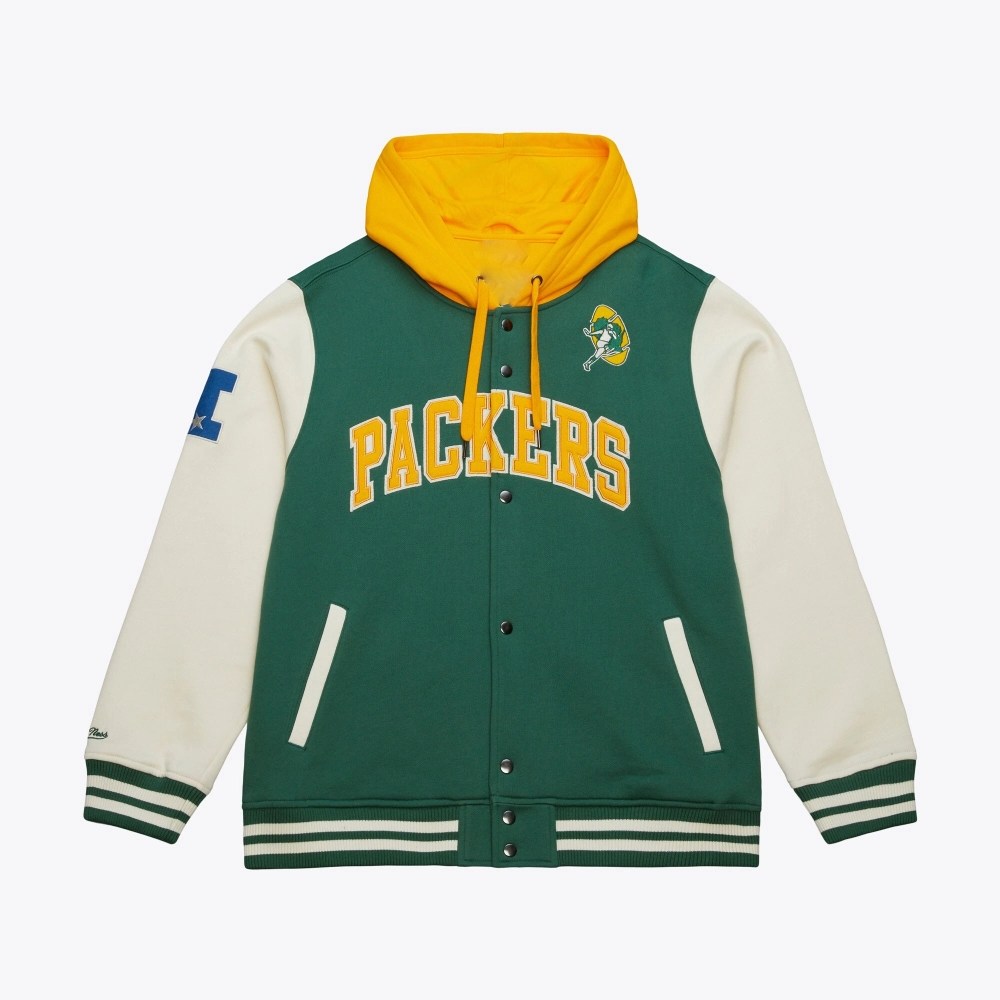 Green Bay Packers Green Sideline Hooded Varsity Jacket