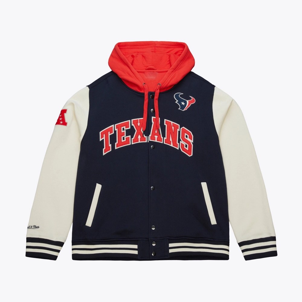 Houston Texans Navy Sideline Hooded Varsity Jacket