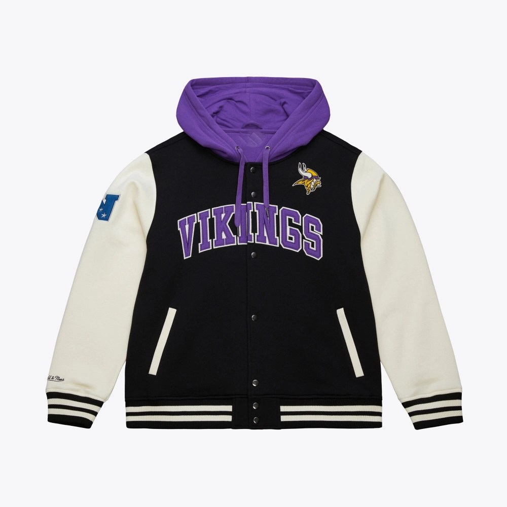 Minnesota Vikings Black Sideline Hooded Varsity Jacket
