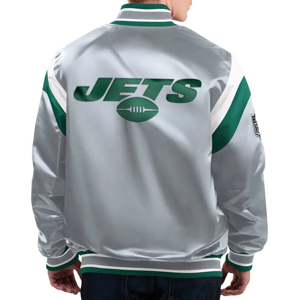 Alternative view of New York Jets Shutout Throwback Satin Varsity Jacket