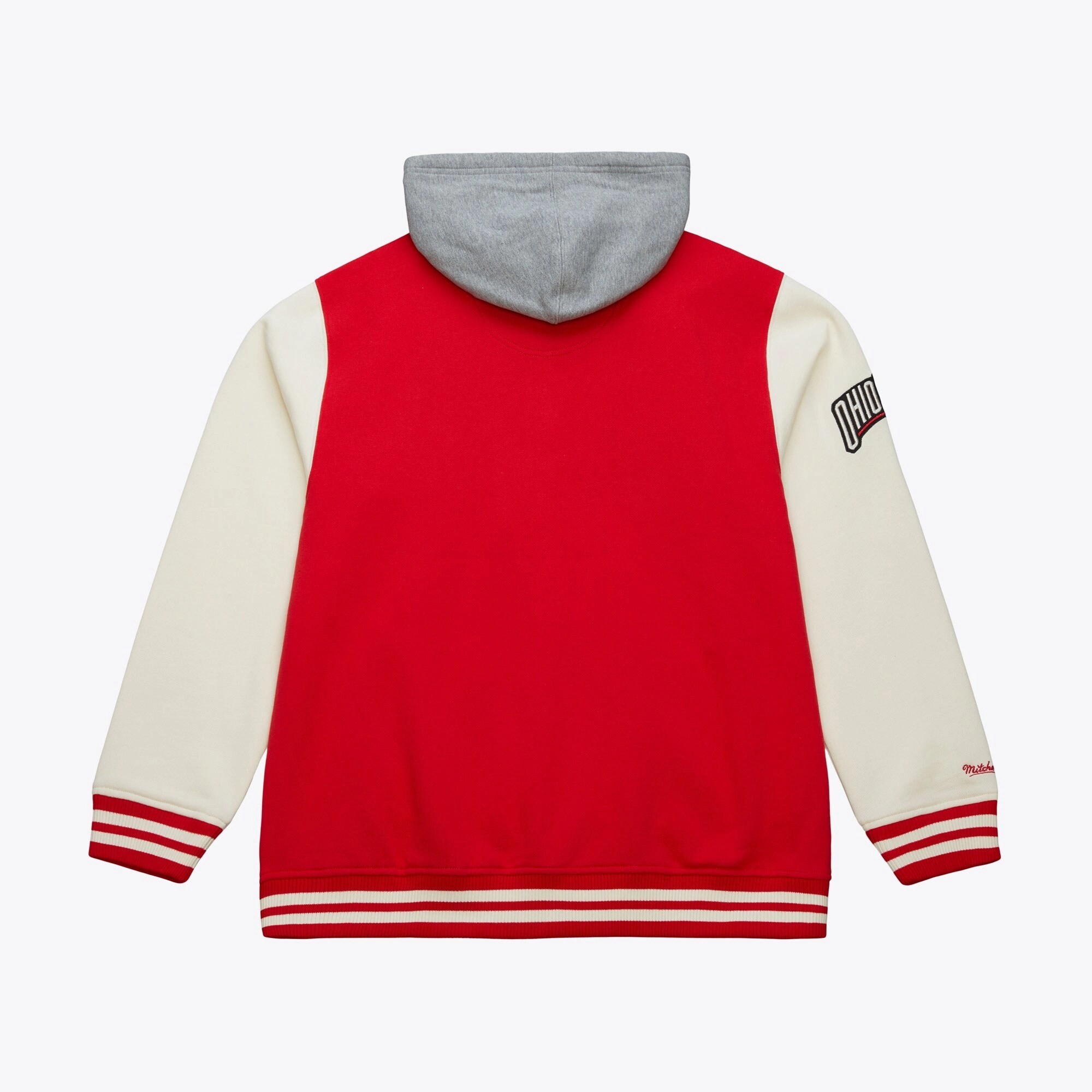 Alternative view of Ohio State Buckeyes Scarlet Sideline Hooded Varsity Jacket