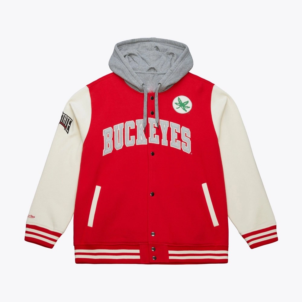 Ohio State Buckeyes Scarlet Sideline Hooded Varsity Jacket