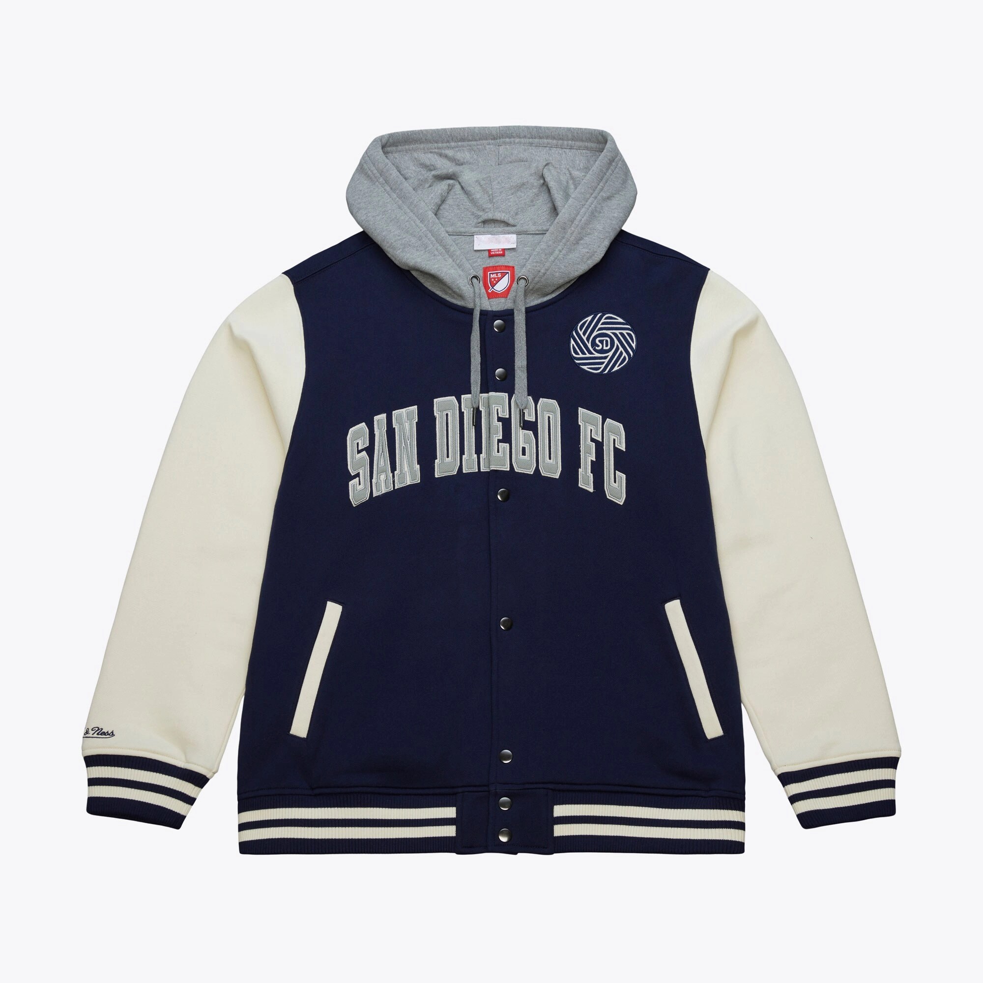 San Diego Fc Navy Sideline Hooded Varsity Jacket