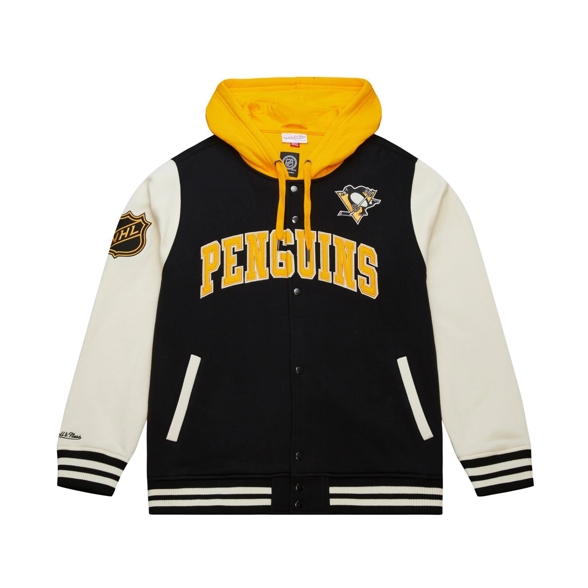 Pittsburgh Penguins Black Rinkside Hooded Varsity Jacket