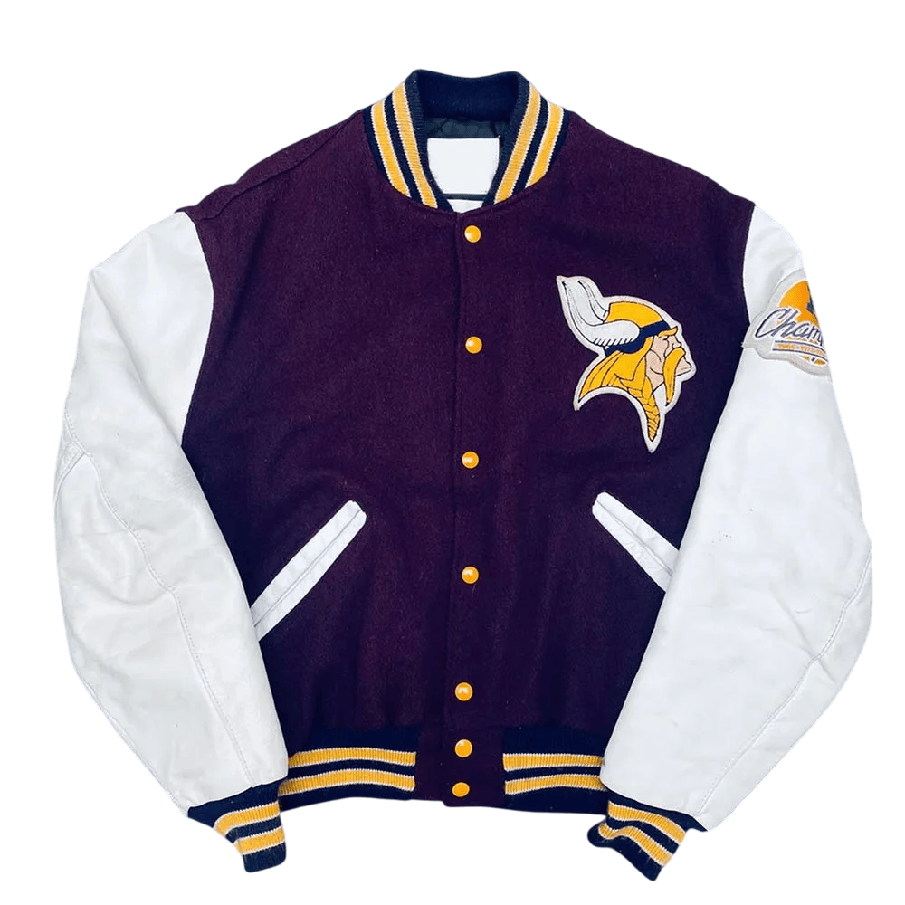 Minnesota Vikings 1980’s NFC Champs Patch Wool/Leather Jacket