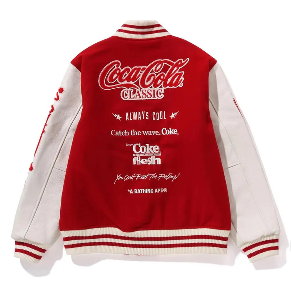 Alternative view of New England Patriots Bape Coca Cola Wool/Leather Jacket