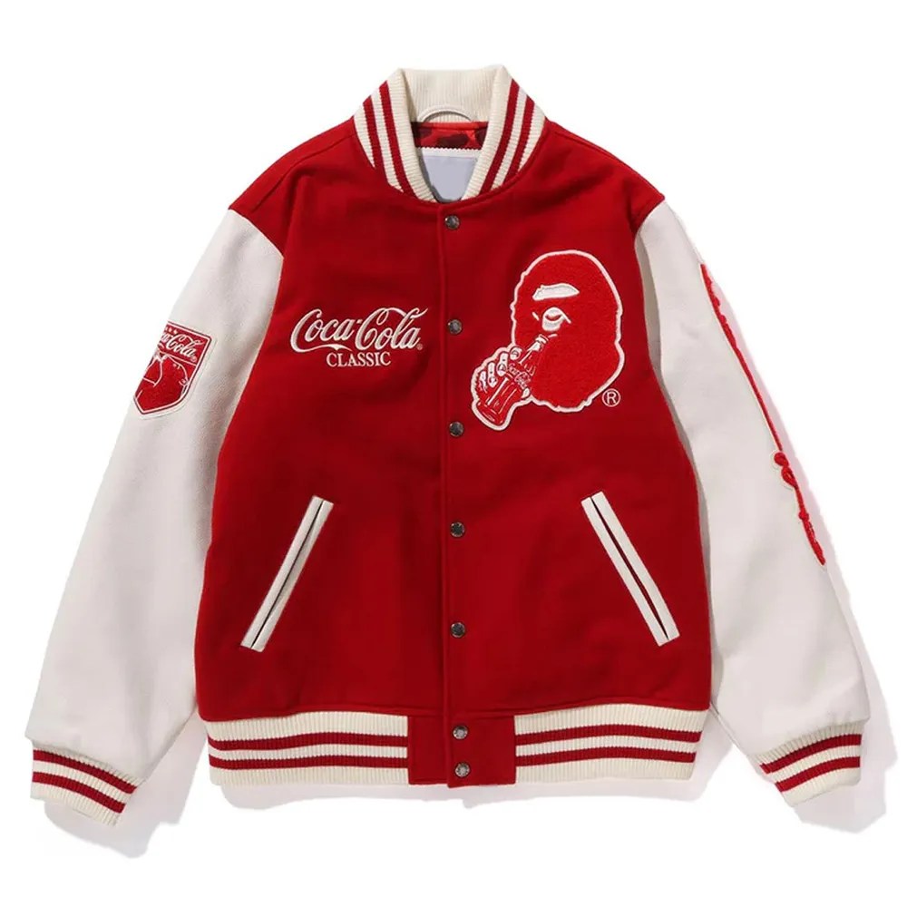 New England Patriots Bape Coca Cola Wool/Leather Jacket