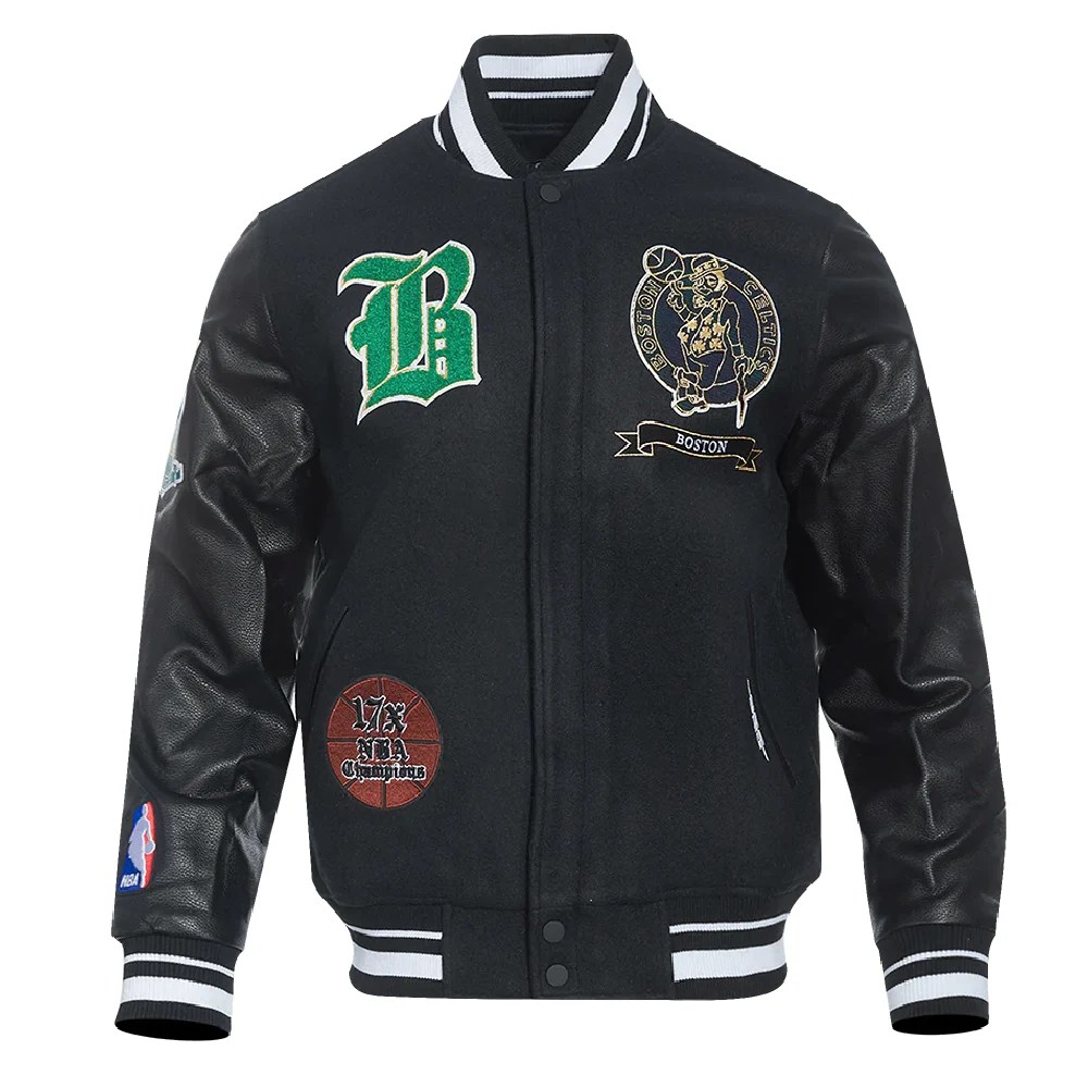 Boston Celtics Pro Prep Wool/Leather Varsity Jacket