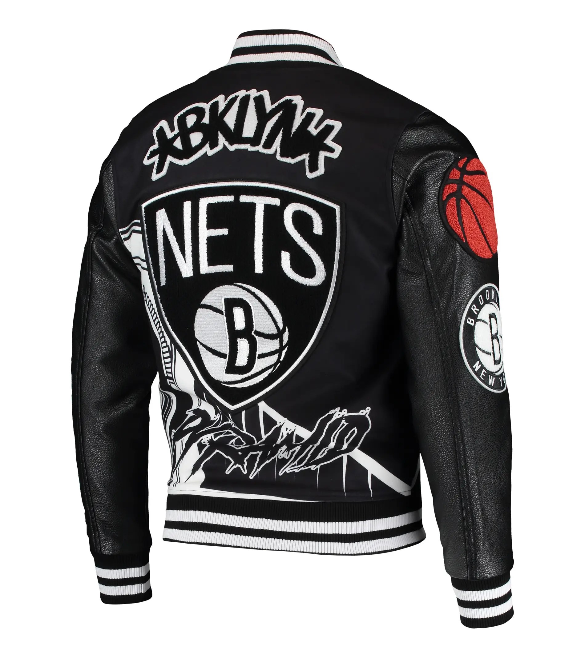 Alternative view of Brooklyn Nets Full-Snap Wool/Leather Varsity Jacket