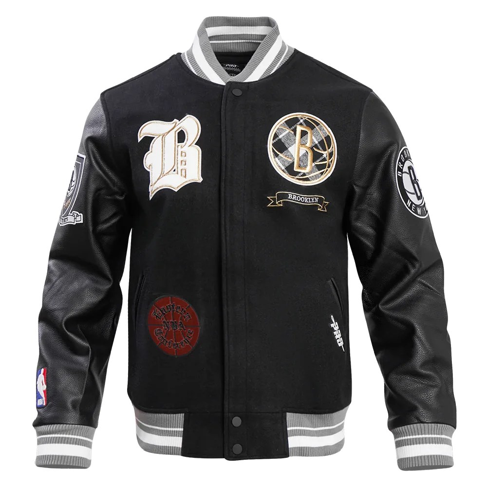 Brooklyn Nets Pro Prep Wool/Leather Varsity Jacket
