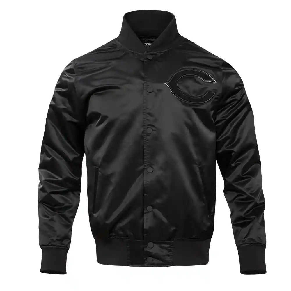 Chicago Bears Triple Black Satin Jacket