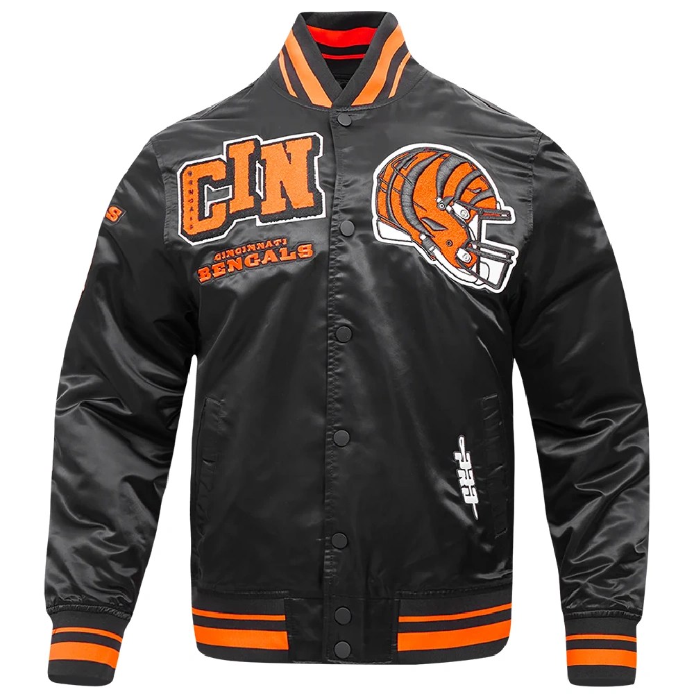 Cincinnati Bengals Mashup Black Satin Varsity Jacket