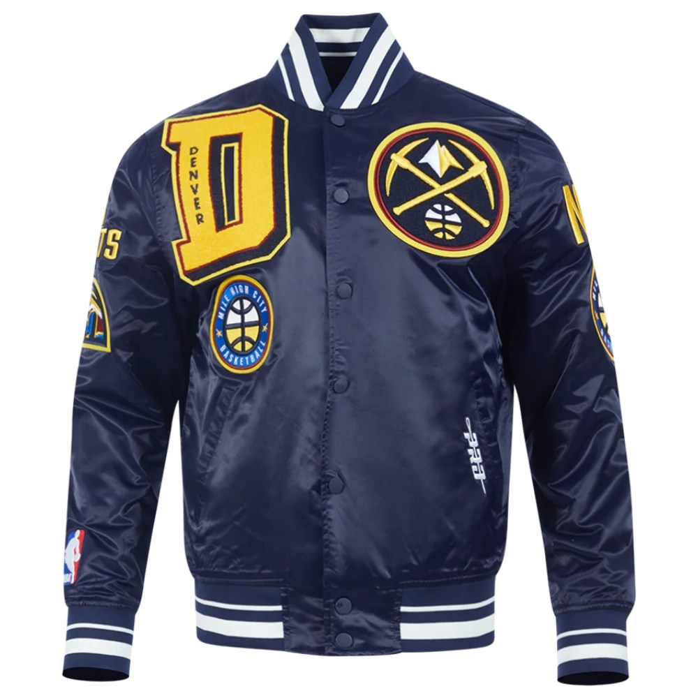 Denver Nuggets Mashup Navy Satin Varsity Jacket