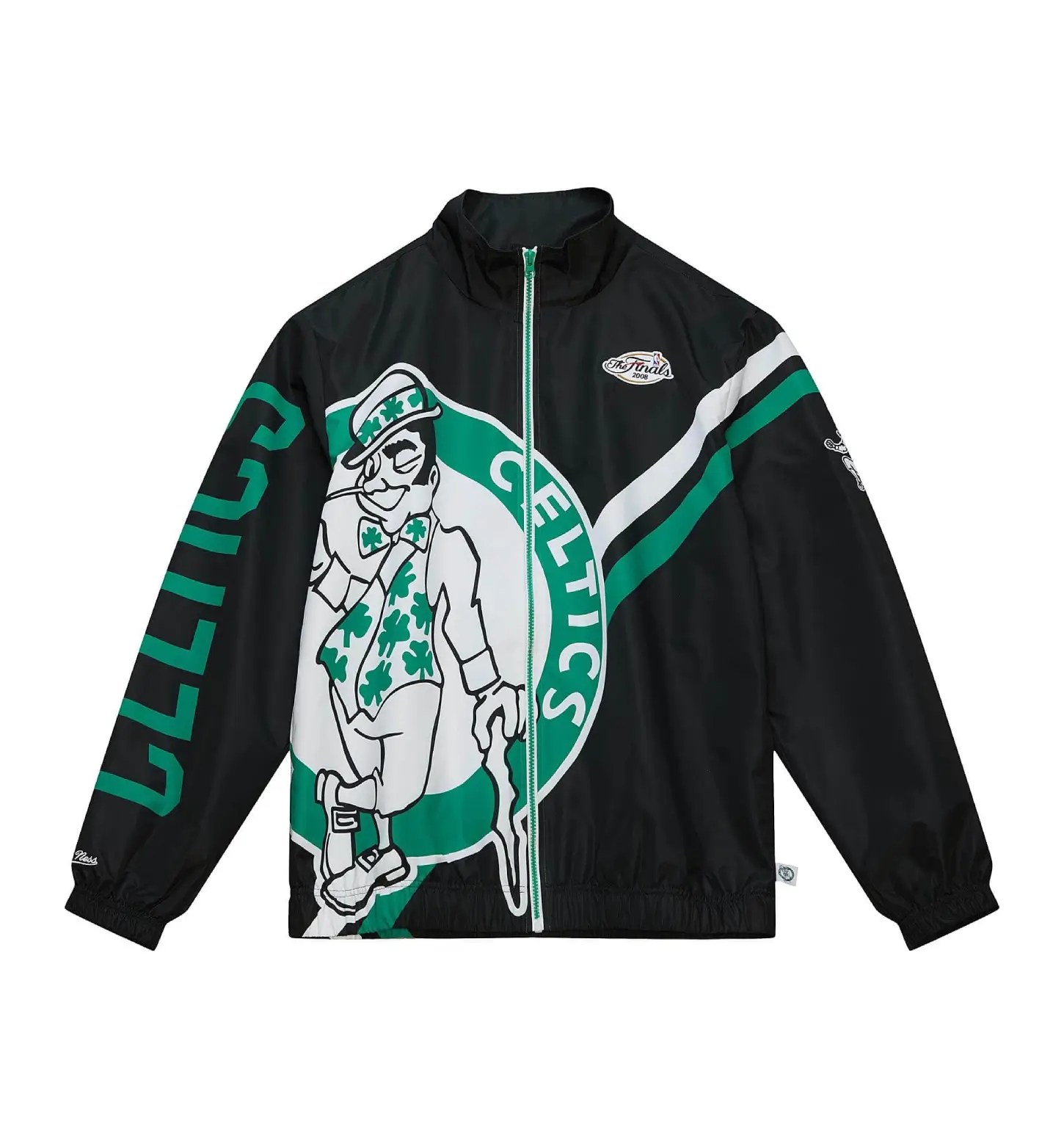 Boston Celtics Exploded Logo Warm-Up Black Satin Jacket