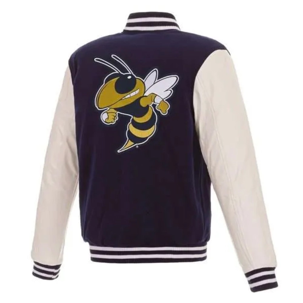 Alternative view of Georgia Tech Yellow Jackets Two Tone Wool & Leather Varsity Jacket