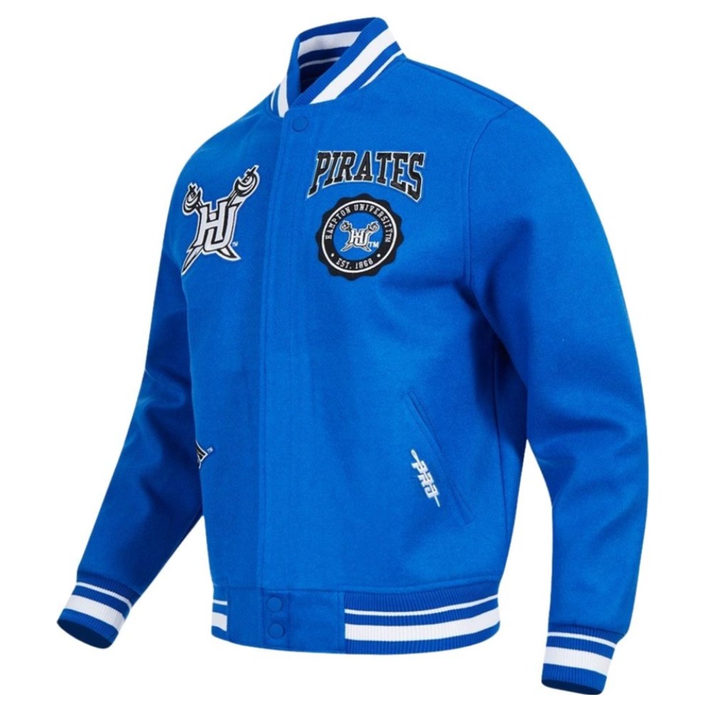 Alternative view of Hampton Pirates Crest Emblem Blue Wool Varsity Jacket