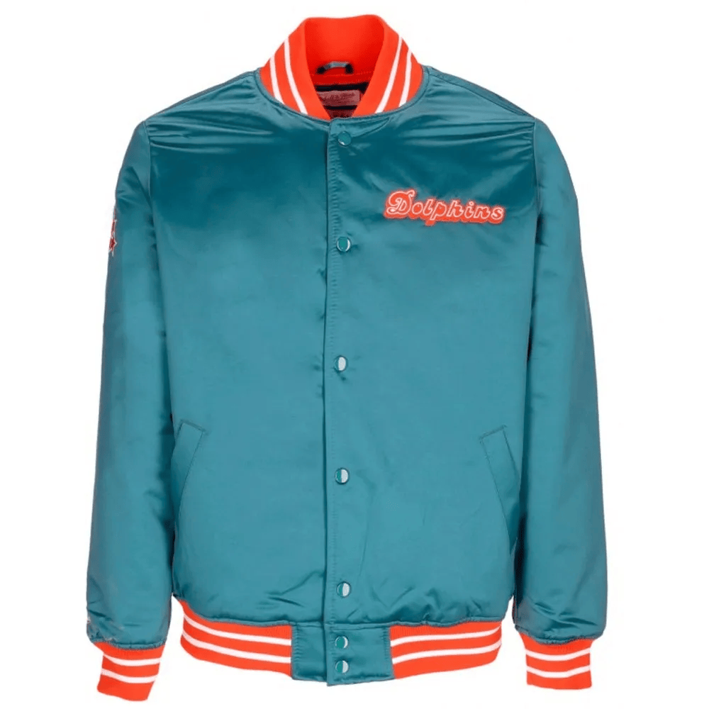 Miami Dolphins Heavyweight Aqua Satin Jacket