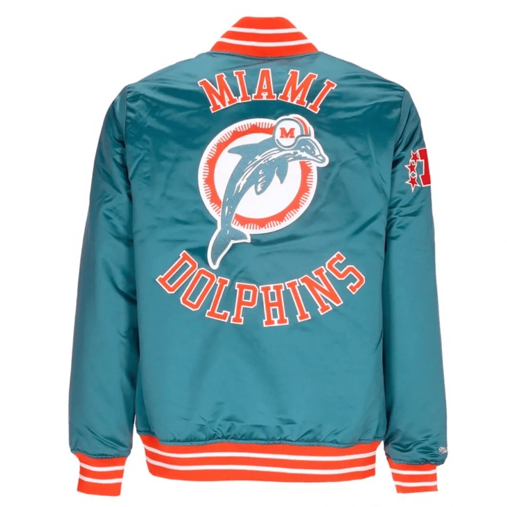 Alternative view of Miami Dolphins Heavyweight Aqua Satin Jacket