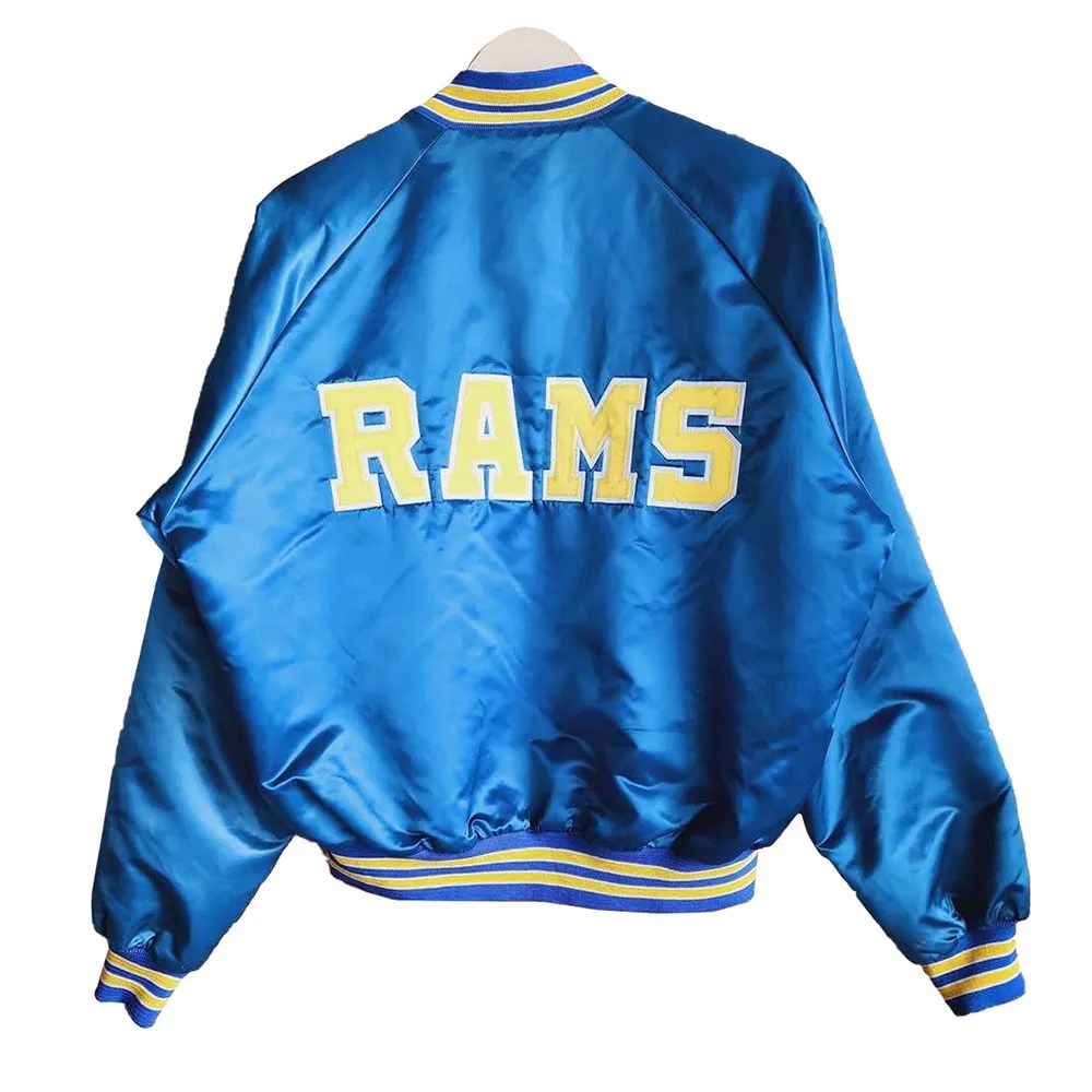 Alternative view of Los Angeles Rams 1980’s Full-Snap Blue Satin Jacket