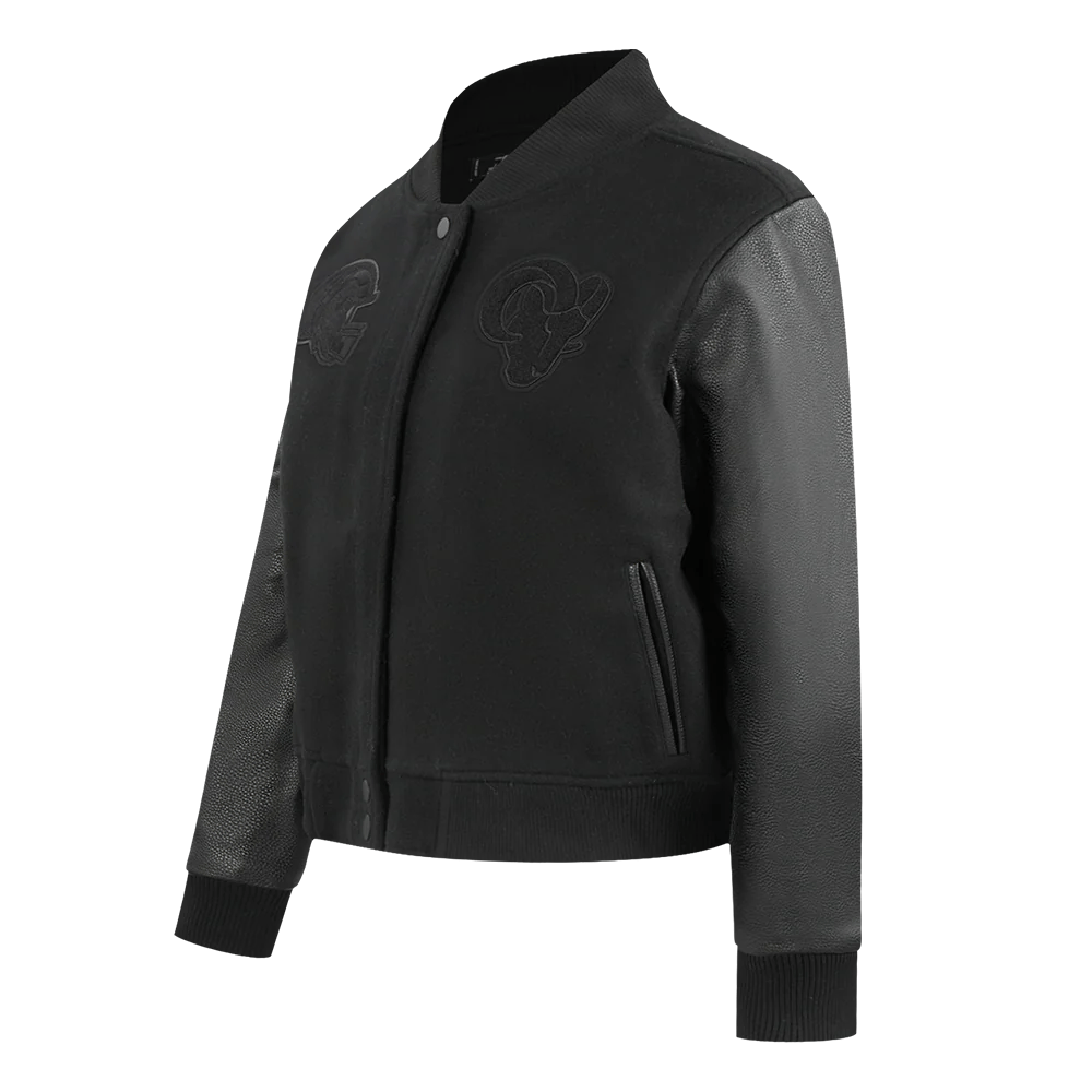 Alternative view of Los Angeles Rams Women's Triple Black Varsity Jacket