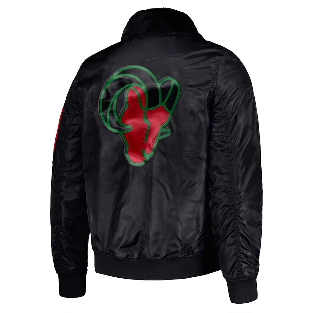 Alternative view of Los Angeles Rams Ty Mopkins Black Satin Jacket