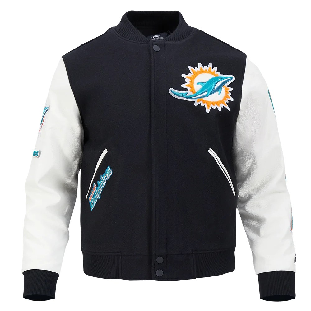 Miami Dolphins Classic Wool/Leather Varsity Jacket