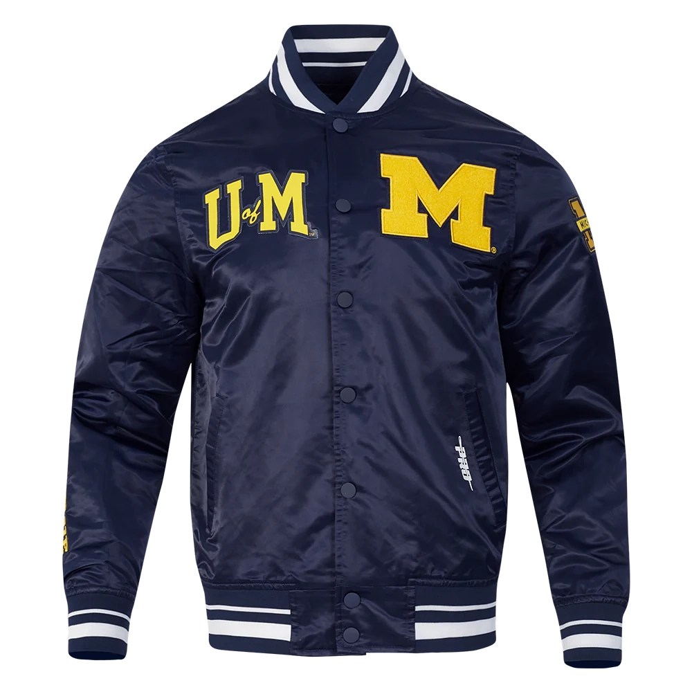 Michigan Wolverines Classic Navy Satin Jacket