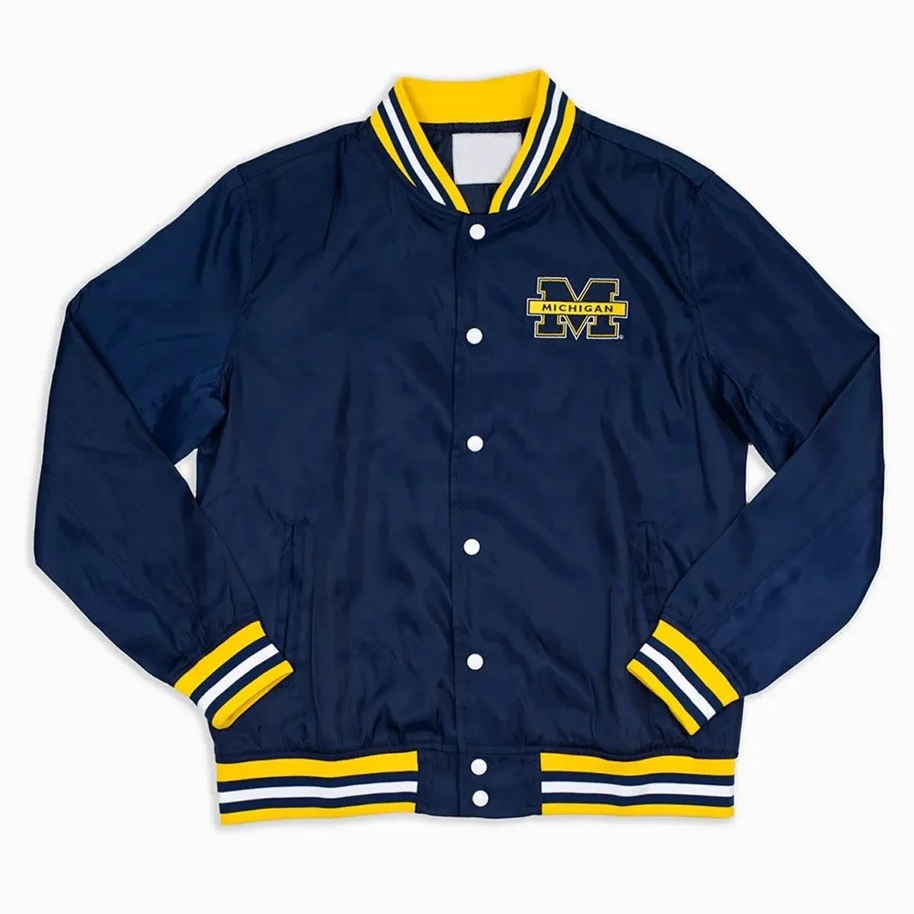 Michigan Wolverines Script Satin Bomber Jacket