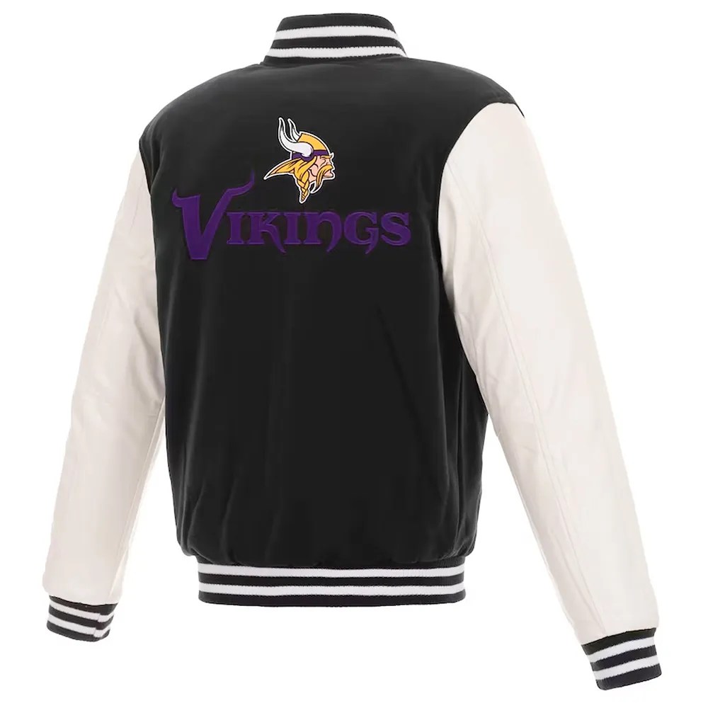 Alternative view of Minnesota Vikings Two Tone Wool & Leather Varsity Jacket