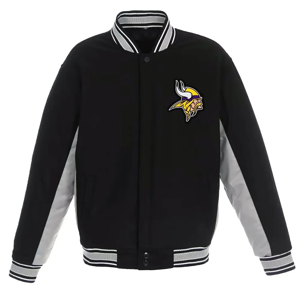 Minnesota Vikings Accent Black Wool Varsity Jacket