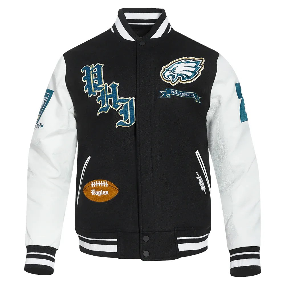 Philadelphia Eagles Pro Prep Wool/Leather Varsity Jacket