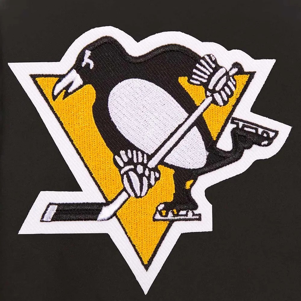 Alternative view of Pittsburgh Penguins Front-Hit Black Polyester Varsity Jacket