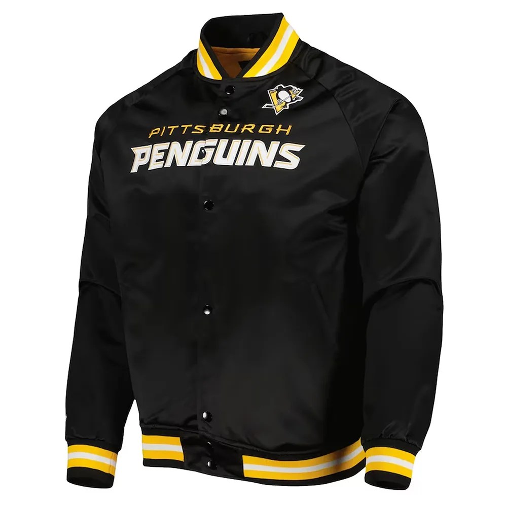 Pittsburgh Penguins Full-Snap Black Satin Jacket