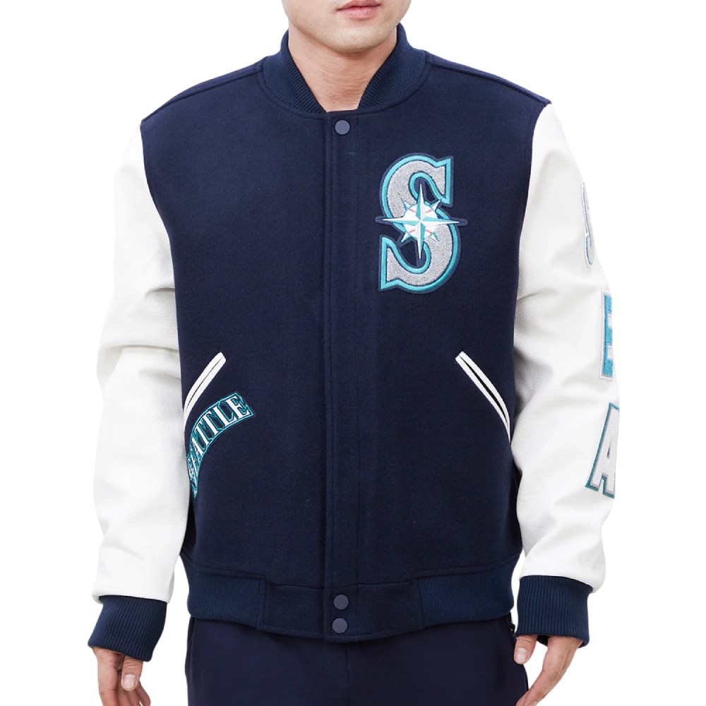 Seattle Mariners Classic Wool/Leather Varsity Jacket