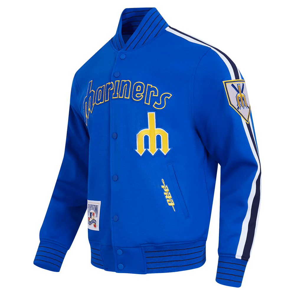 Alternative view of Seattle Mariners Game Day Current Logo Blue Cotton Varsity Jacket