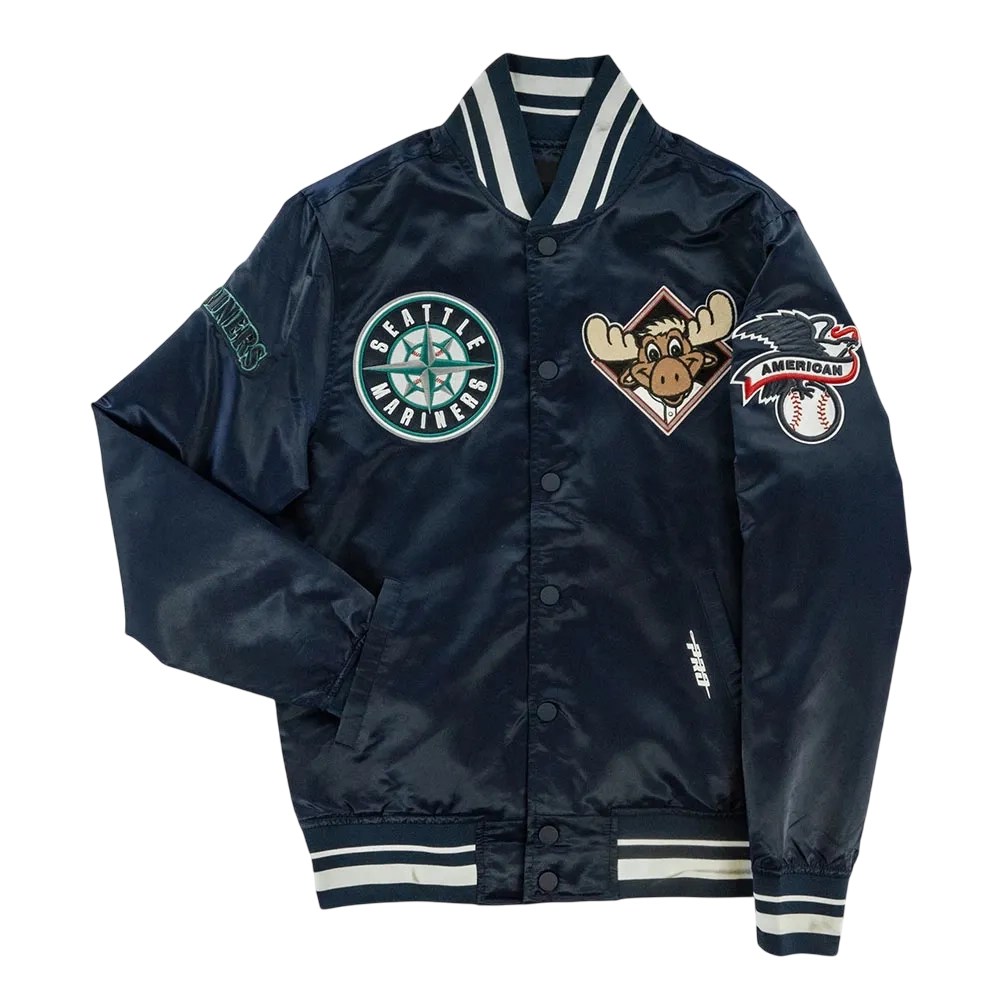 Seattle Mariners Throwback Navy Satin Jacket
