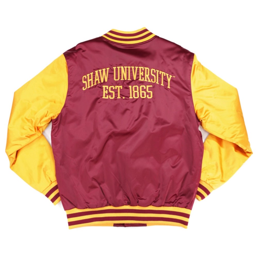 Alternative view of Shaw Bears Baseball Maroon/Yellow Satin Jacket