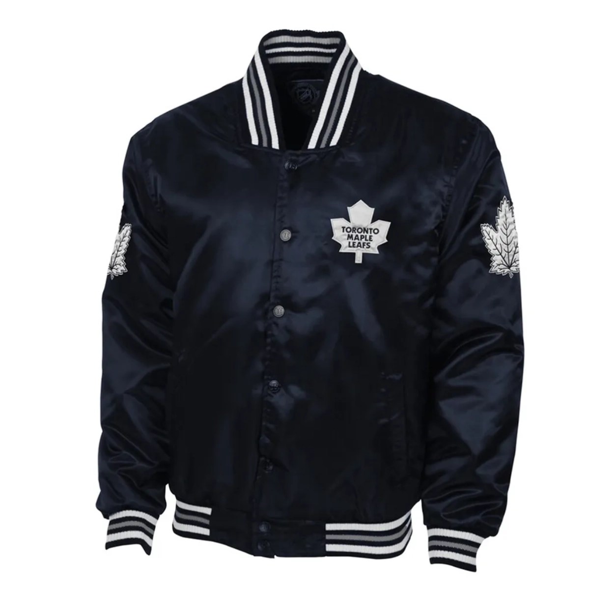 Toronto Maple Leafs Button-Up Navy Satin Jacket