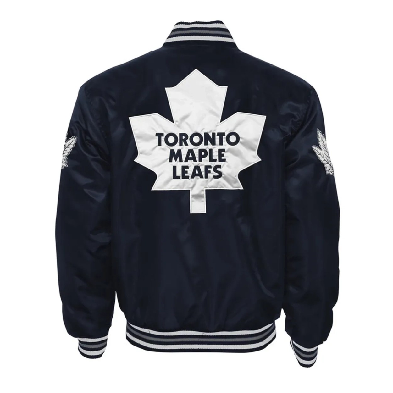 Alternative view of Toronto Maple Leafs Button-Up Navy Satin Jacket