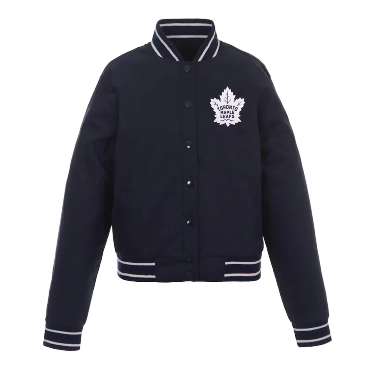 Toronto Maple Leafs Front-Hit Navy Polyester Varsity Jacket