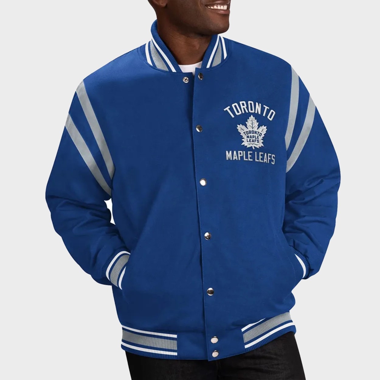 Toronto Maple Leafs Heavyweight Full-Snap Blue Satin Jacket