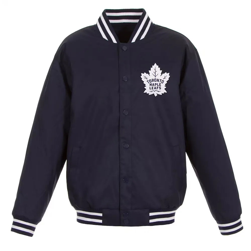 Toronto Maple Leafs Two Hit Navy Polyester Varsity Jacket