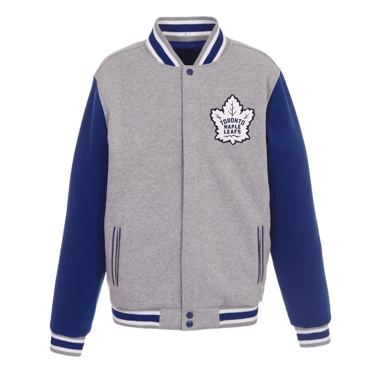 Toronto Maple Leafs Two Tone Gray/Blue Wool Varsity Jacket
