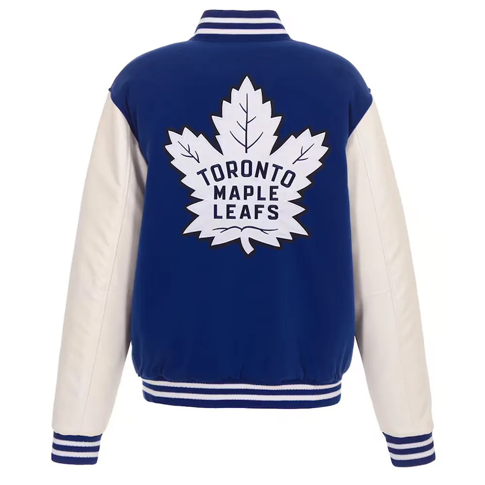 Alternative view of Toronto Maple Leafs Two Tone Blue Wool/Leather Varsity Jacket
